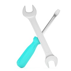 3D Illustration Wrench and screwdriver, service concept