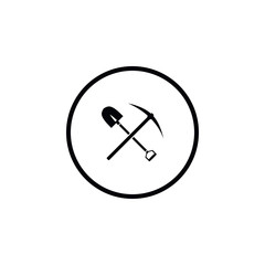 Icon shovel with a pick-axe.