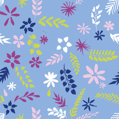 Fototapeta na wymiar abstract vector seamless pattern with flowers and leaves