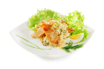 Vegetable salad with grilled chicken breast