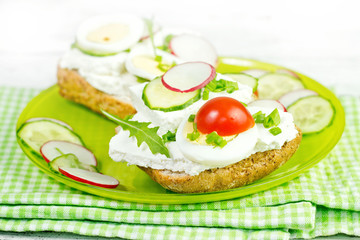 spring healthy sandwich with vegetable