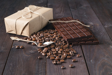 coffee beans and dark chocolate