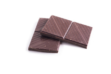 Chocolate pieces isolated on a white background