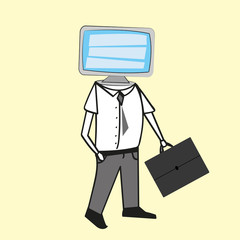 Vector of man with TV head