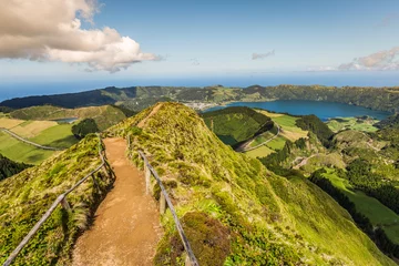 Foto op Aluminium Walking path leading to a view on the lakes of Sete Cidades and © Lukasz Janyst