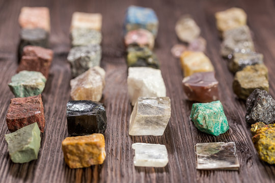 Collection set of minerals and stones.