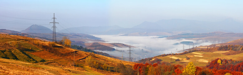 Electric lines in mountains