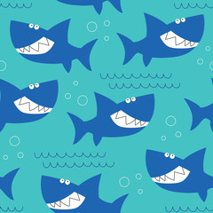Naklejka premium seamless shark pattern vector illustration