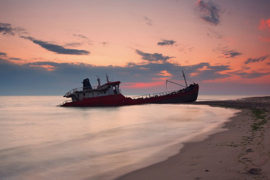 Ship after wreck on the coast