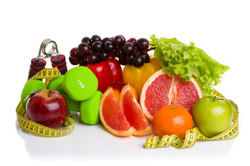 fitness equipment and healthy food 