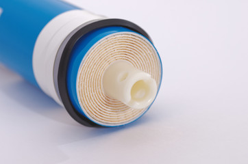 Reverse Osmosis Membrane on the white background. Selective focus.