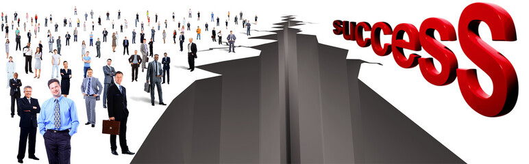 gap between two large group of people and success