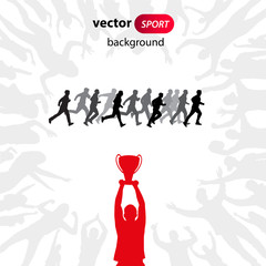 Silhouette of a running man. Poster.