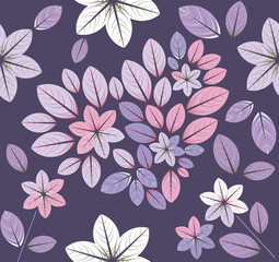 Seamless pattern with flowers and heart