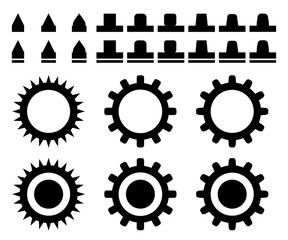 Set of teeth and gears. Vector EPS10