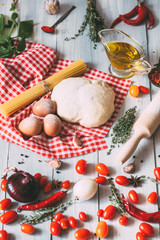 Food background. Cooking flat lay.