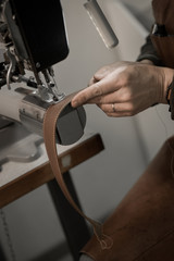 Trunk Maker at work in his luxury leather workshop