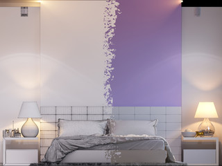 3d rendering of bedroom interior design in a modern style.