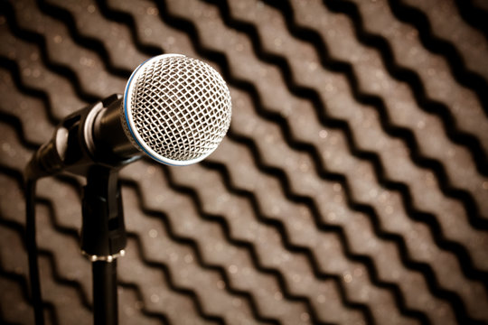microphone on wallpaper background.