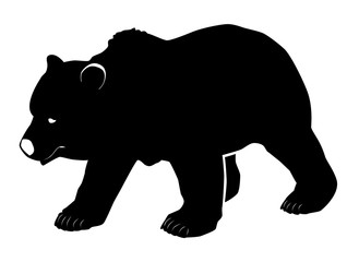 Silhouette noire d'un ours ou grizzli