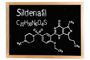 Blackboard with the chemical formula of Sildenafil