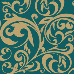 Fototapeta na wymiar Vintage pattern with floral design. Wallpaper Baroque