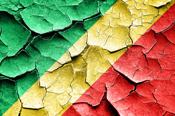Grunge Congo flag with some cracks and vintage look