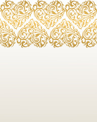 Ornate vector border with hearts. Gold border. Border with heart