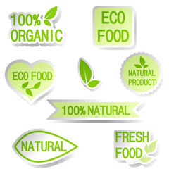 Set of bubbles, stickers, labels, tags with text. Organic food b
