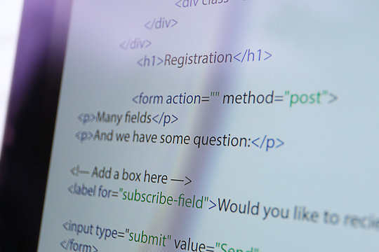 Web site codes on computer monitor.