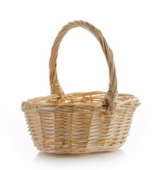 wooden basket on white background
