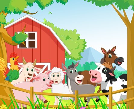 Happy farm animal cartoon