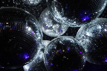Disco balls in dark  - obrazy, fototapety, plakaty