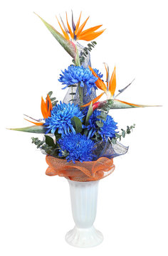 Floral Arrangements mixed bouquet included deep blue chrysanthem