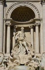 Fototapeta premium Oceanus god in beutiful Trevi Fountain central exedra, in Rome