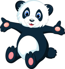 Naklejka premium Very cute jumping happy panda
