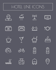 hotel and travel line icon set.