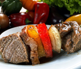 BBQ with kebab cooking