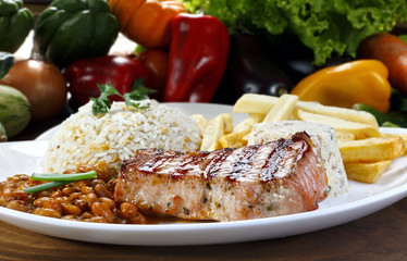 Rice with beans and meat
