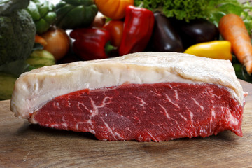 Picanha raw, traditional Brazilian barbecue.