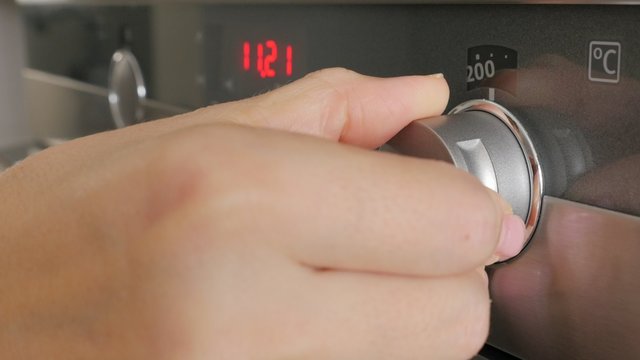 Parameters setting for cooking on digital oven buttons 4K 2160p UltraHD footage - Digital oven preparing for high temperature cooking 4K 3840X2160 UHD video 