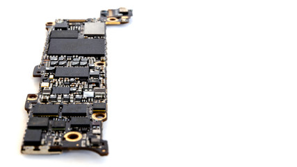 Smartphone circuit board isolate, Selective focus
