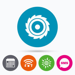 Saw circular wheel sign icon. Cutting blade.