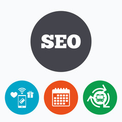 SEO sign icon. Search Engine Optimization symbol.