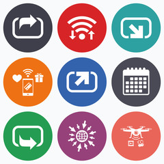 Action icons. Share symbols.