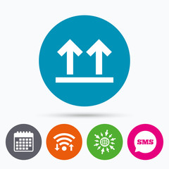 This side up sign icon. Fragile package symbol.