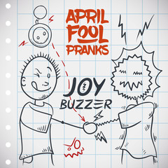 Electrifying Hand Shake with Joy Buzzer for April Fools' Day, Vector Illustration