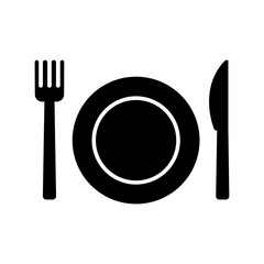 Plate Knife Fork icon. Food sign. Vector illustration
