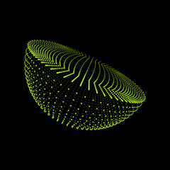 The Half-sphere Consisting of Points. Abstract Grid. Semi-sphere Illustration. 3D Grid Design. 3D Technology Style. Network Design.Technology Concept. Vector Illustration.