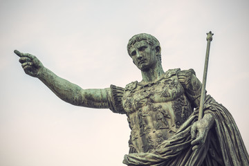 Bronze statue of Augustus, the first emperor of Rome and father of the nation, Rome, Italy, Europe,...